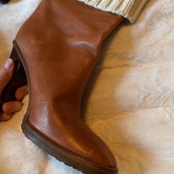 MICHAEL KORS LEATHER KNIT SWEATER MID CALF BOOTS - Picture 9 of 15